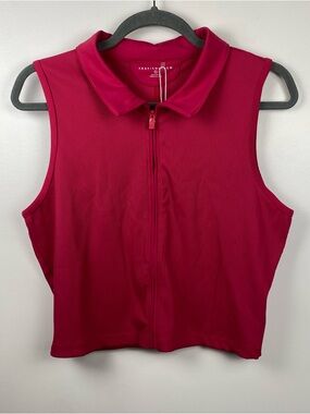 NWT Travis Mathew Women's Ribbed Midline Zip Polo Golf Tank XL